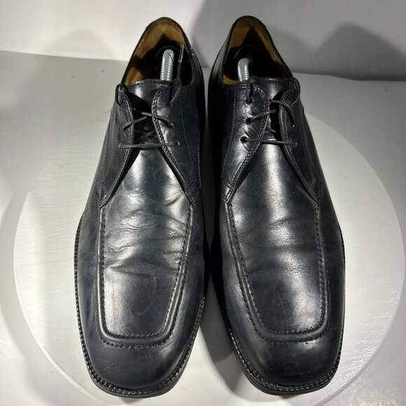 Cole Haan Eaton Mens Size 12 M Dress Shoes Leather Oxford Black Apron Square Toe - Picture 2 of 11